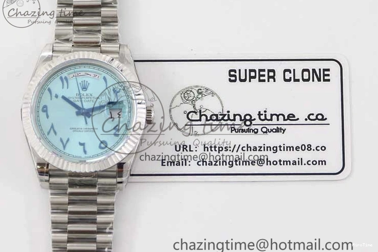 MiroTime 0329 Comfortable Day Date 40mm SS 904L Steel TWF 1:1 Best Edition Ice Blue Arabic Dial on SS Bracelet A 2357